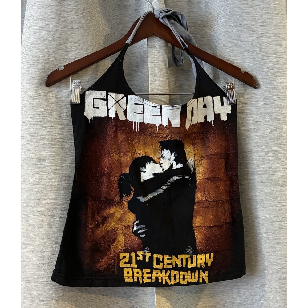 Vintage Green Day 21st Century Breakdown‎ Band Halter Black M Rock 2009 Y2K